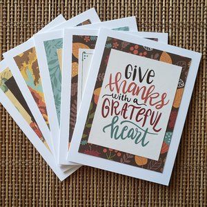 5ct Fall Note Card Set, Handmade Assortment